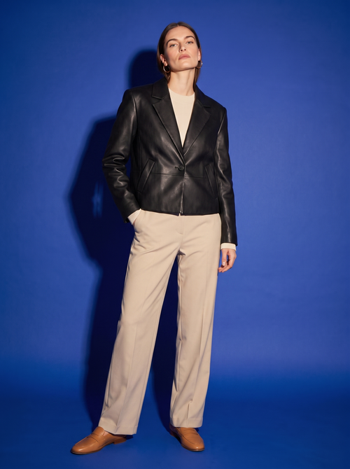 Delphine Leather Blazer in Black