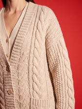 Simone Cable Knit Cardigan, fabric and construction detail
