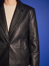 Delphine Leather Blazer, fabric and construction detail