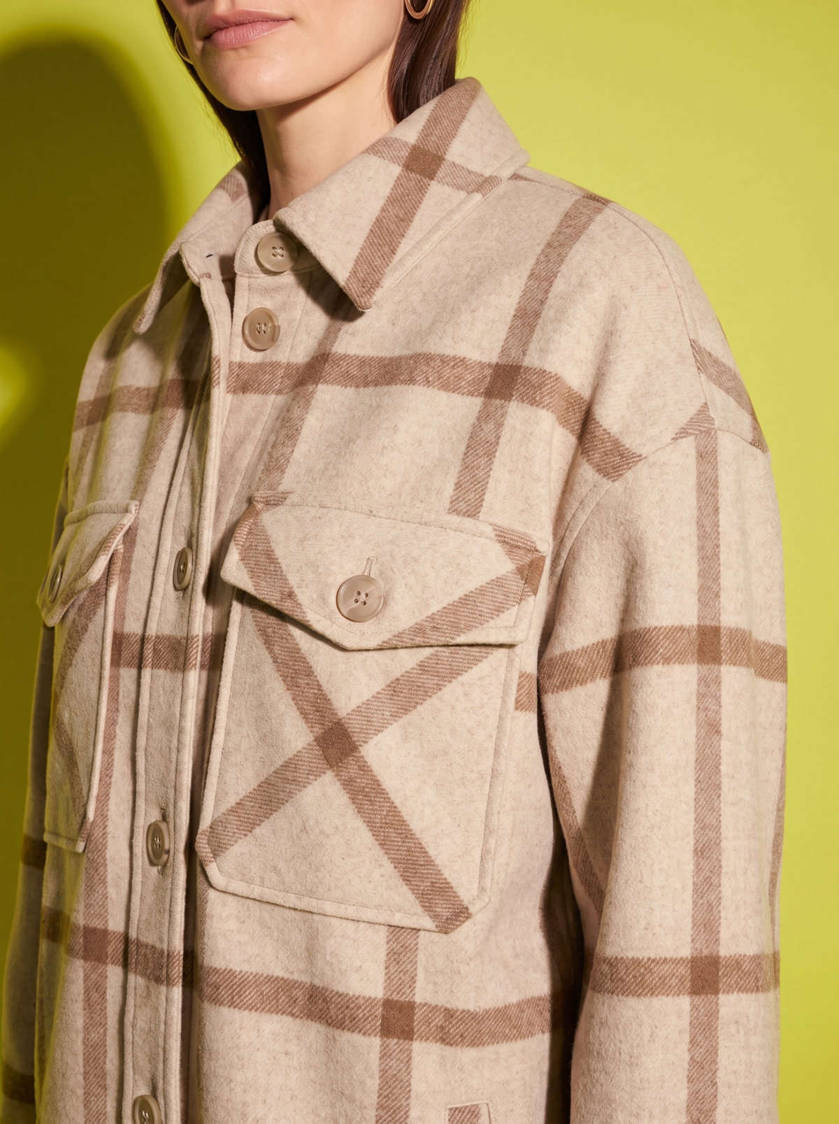 Josephine Wool Overshirt, fabric and construction detail