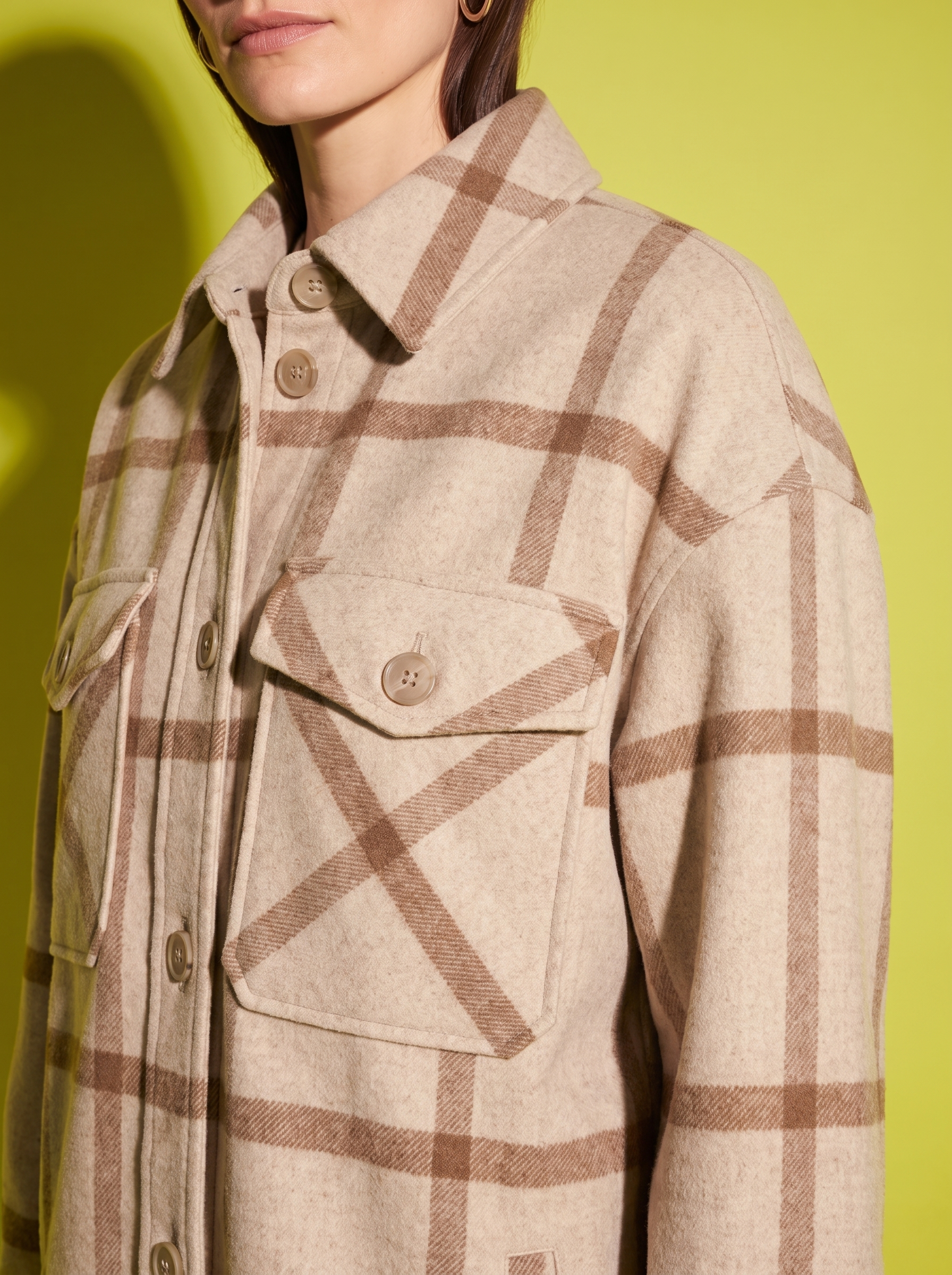 Josephine Wool Overshirt, fabric and construction detail