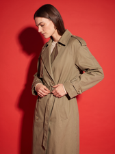 Elodie Belted Trench Coat in Khaki
