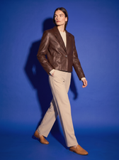 Delphine Leather Blazer in Chocolate