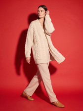 Simone Cable Knit Cardigan in Cream