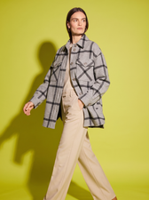 Josephine Wool Overshirt in Grey Check