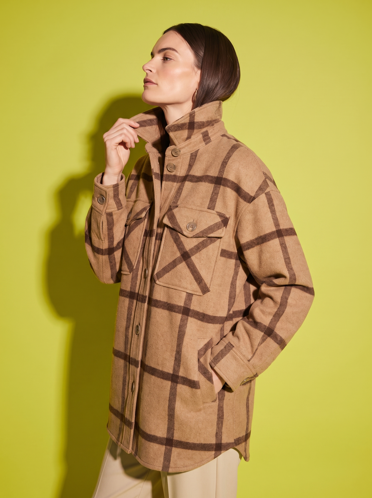 Josephine Wool Overshirt in Brown Check