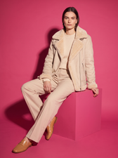 Margot Shearling Aviator Jacket in Bone