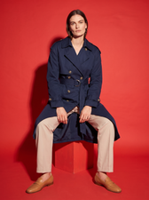 Elodie Belted Trench Coat in Navy